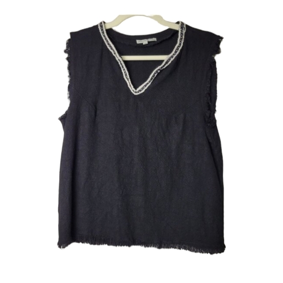 Moon River Linen Top Women S Viscose Pull Over V Neck Stretch Frayed Hem Shirt - Picture 1 of 9